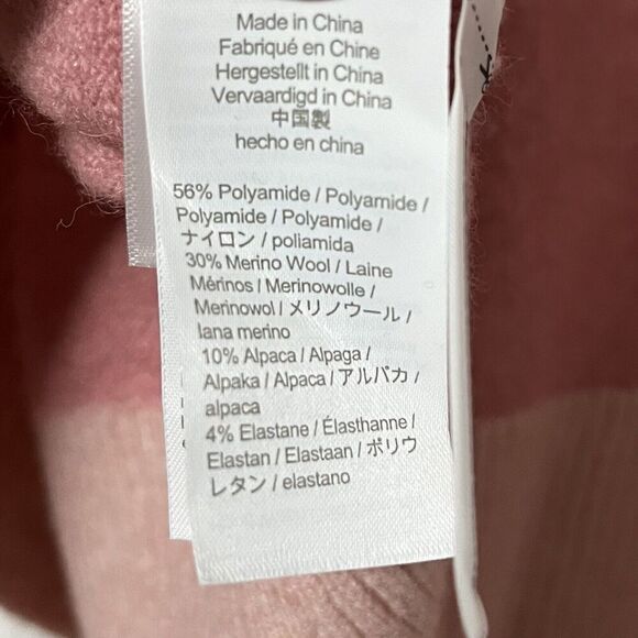 J. Crew Pink Striped Turtleneck Sweater Size L Supersoft Yarn Alpaca Wool Blend - Picture 6 of 6